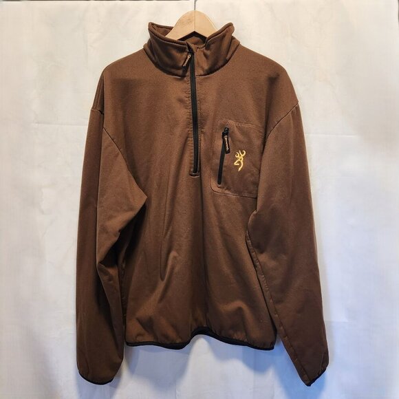 Browning Fleece Pullover Jacket Men's XL 1/4 Zip Gold Buckmark‎ Logo Hunting - Picture 1 of 8
